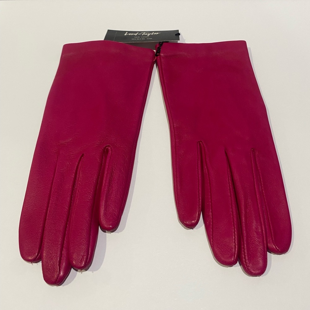 NWT Lord & Taylor Leather Gloves Hot Pink Size 7